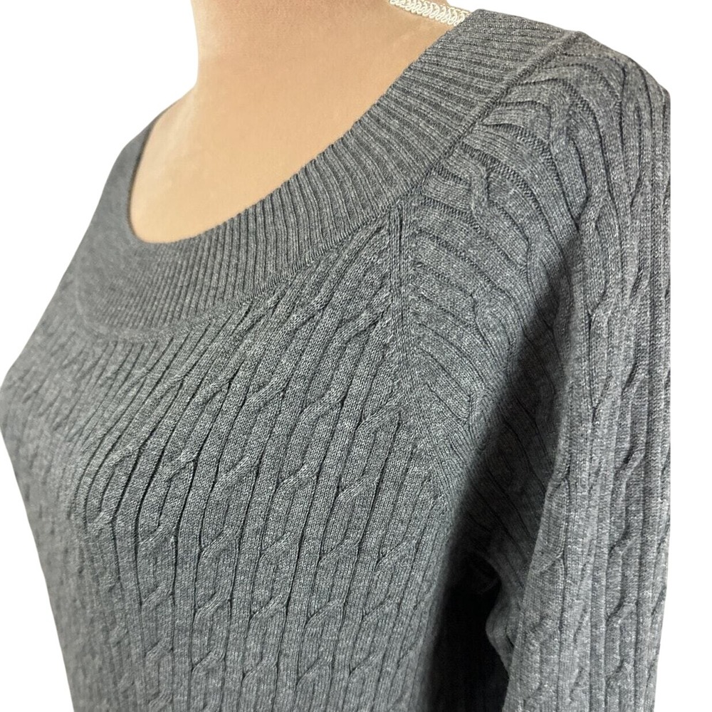 Talbots Womens Sz X US/12 Sweater Lightweight Gray Cable Knit 3/4 Sleeve NEW - Picture 3 of 7